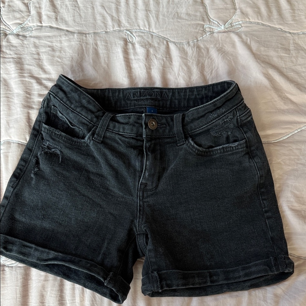 Arizona Jean Company Black Denim Rolled-Hem Shorts